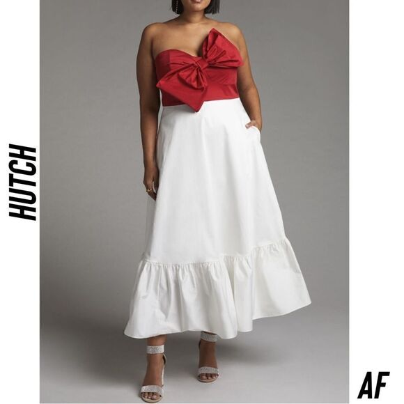 ANTHROPOLOGIE BY HUTCH BOW-TIE MAXI DRESS IN RED WHITE NEW - Picture 4 of 12